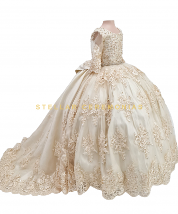VESTIDO PRIMERA COMUNIÓN PE-01 CHAMPAGNE