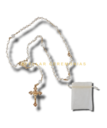 ROSARIO CRISTAL CORTADO JG-15 ORO